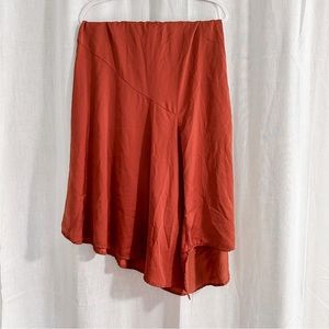 Satin Who What Wear Midi Skirt in Rust